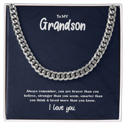 To My Grandson | I Love You - Cuban Link Chain
